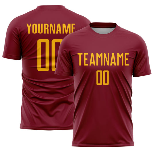 Custom Crimson Gold Sublimation Soccer Uniform Jersey - Main View