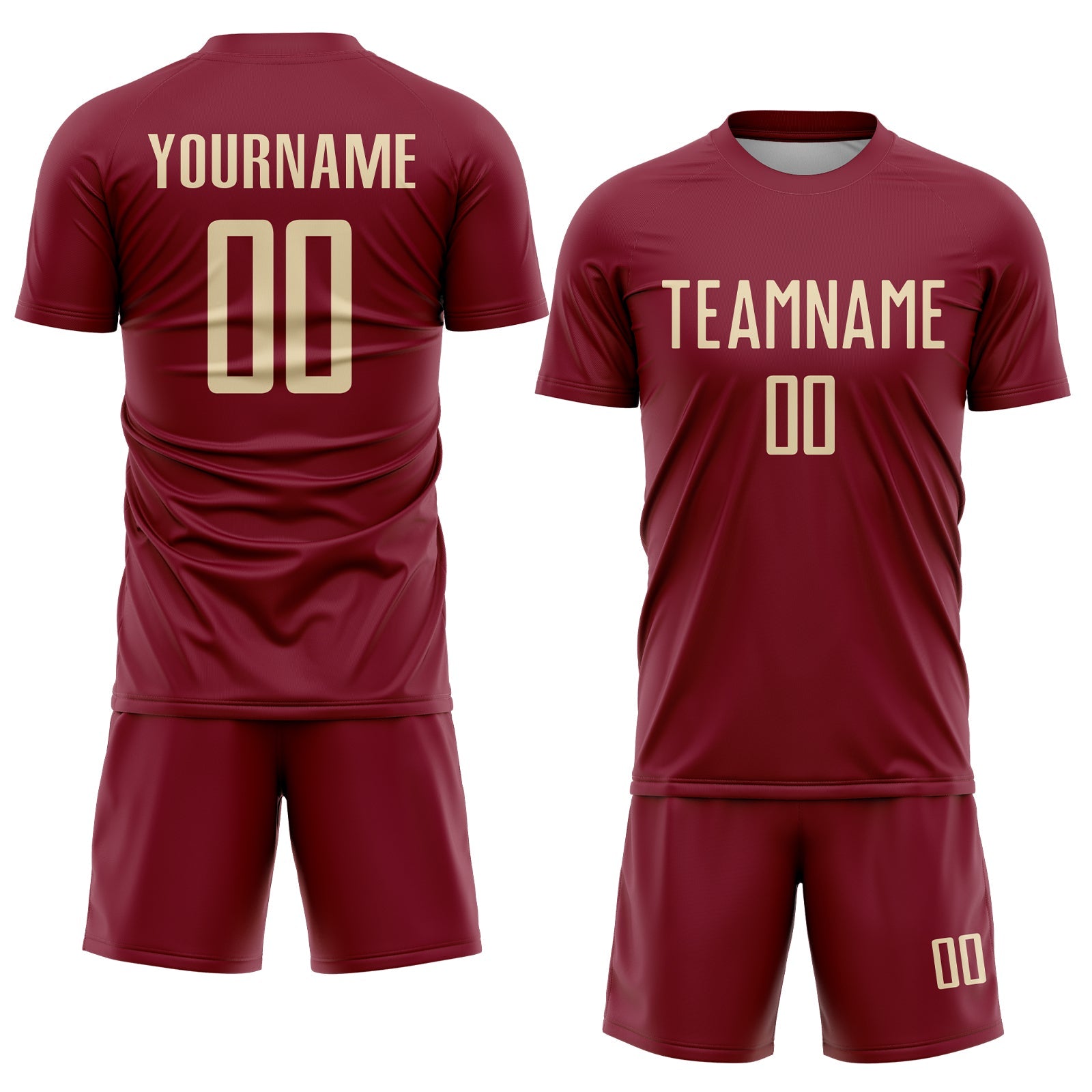Custom Crimson Cream Sublimation Soccer Uniform Jersey view 2