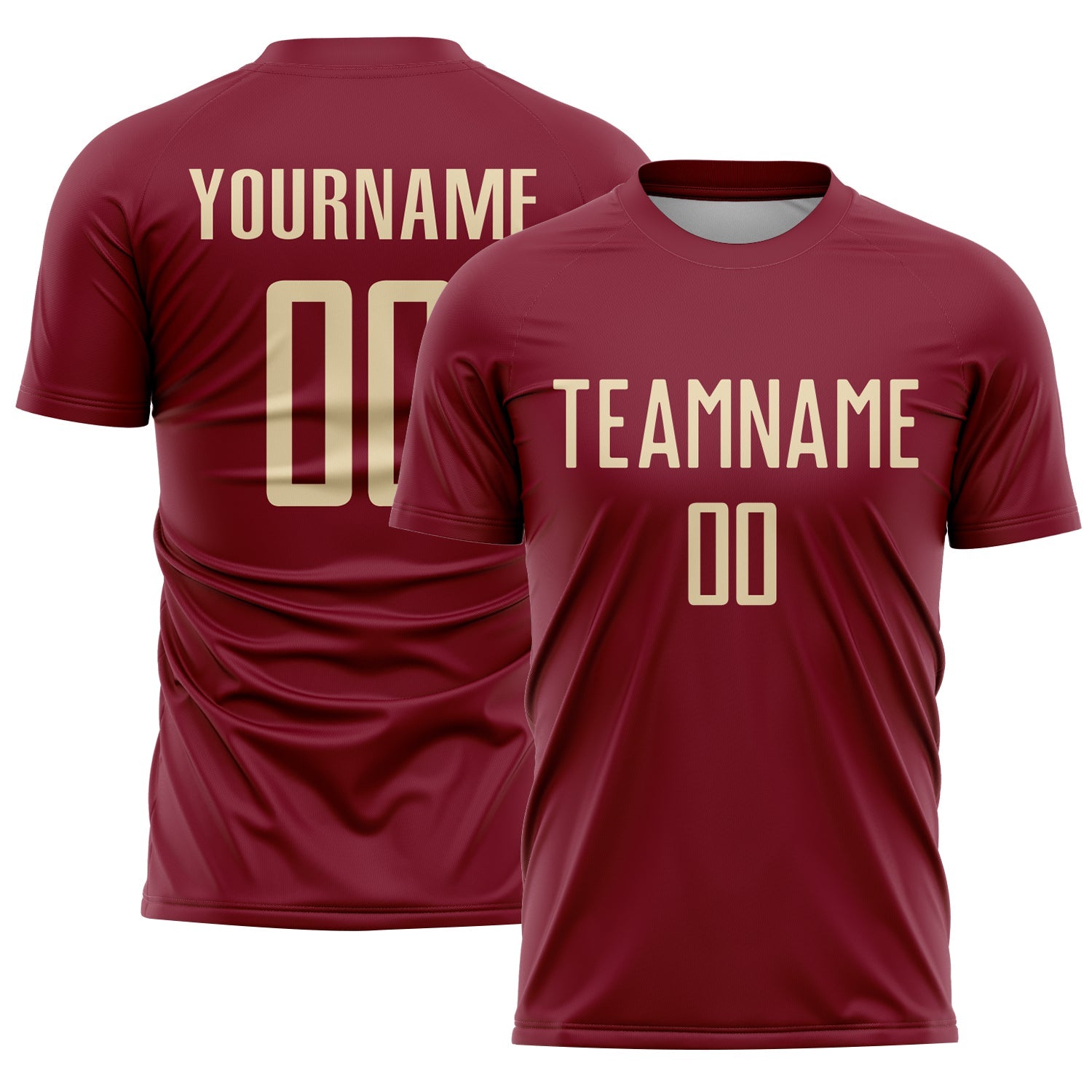Custom Crimson Cream Sublimation Soccer Uniform Jersey - Main View
