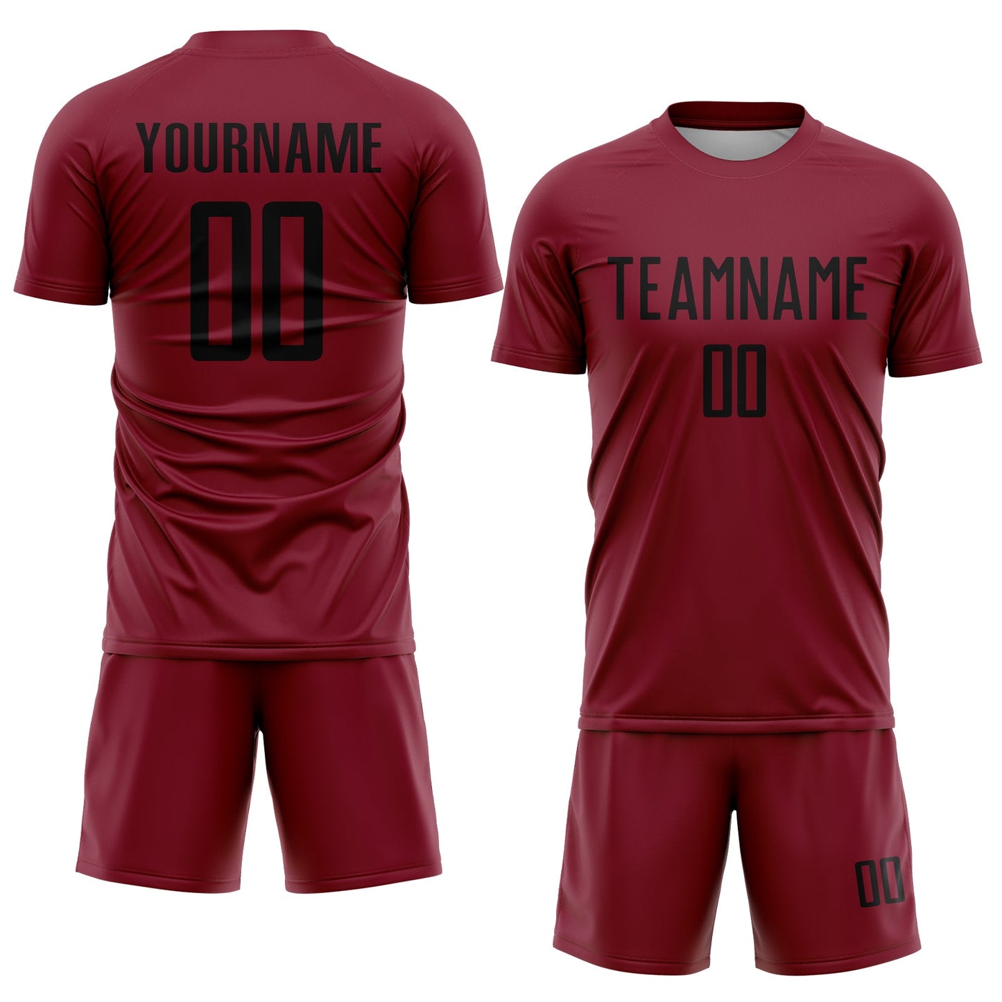 Custom Crimson Black Sublimation Soccer Uniform Jersey view 2