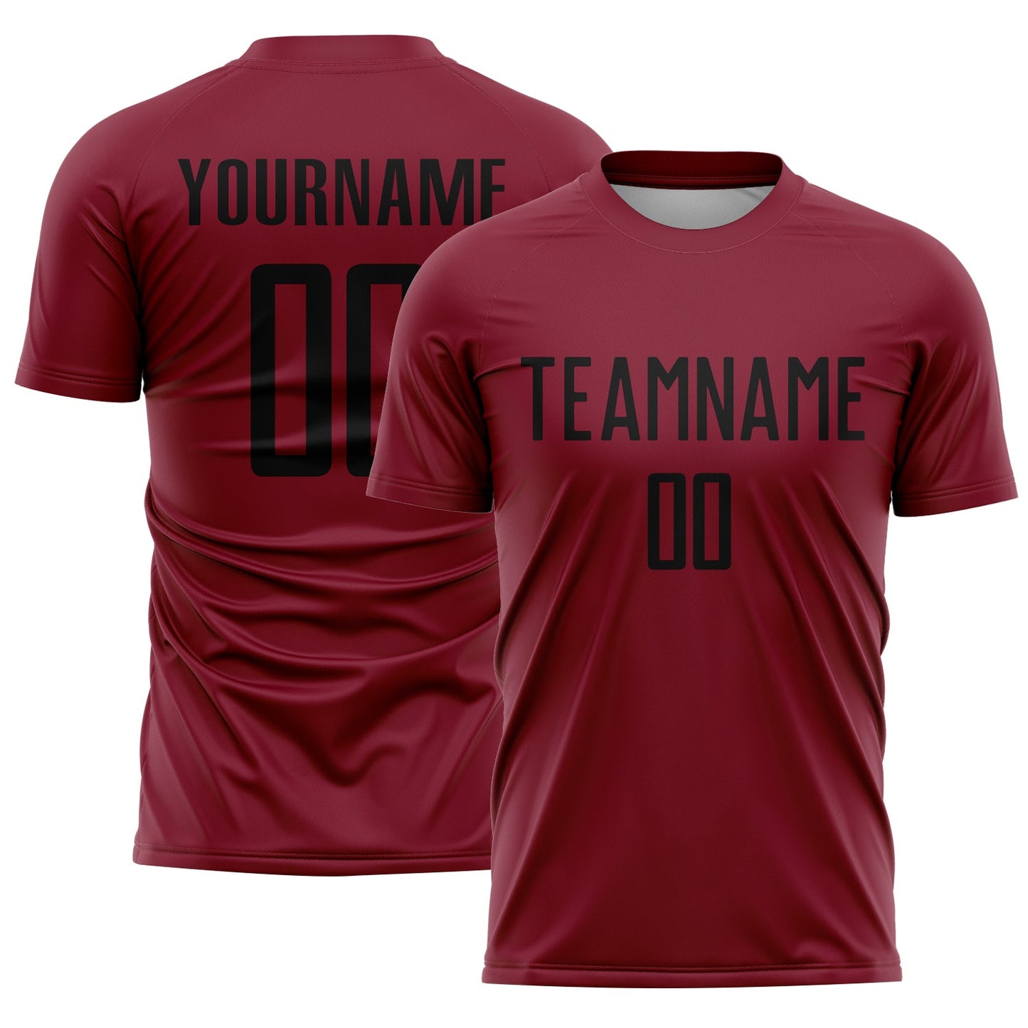 Custom Crimson Black Sublimation Soccer Uniform Jersey - Main View