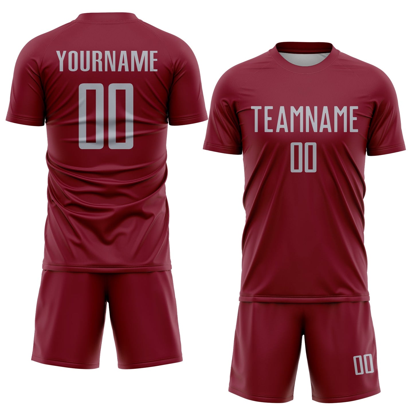 Custom Crimson Gray Sublimation Soccer Uniform Jersey view 2