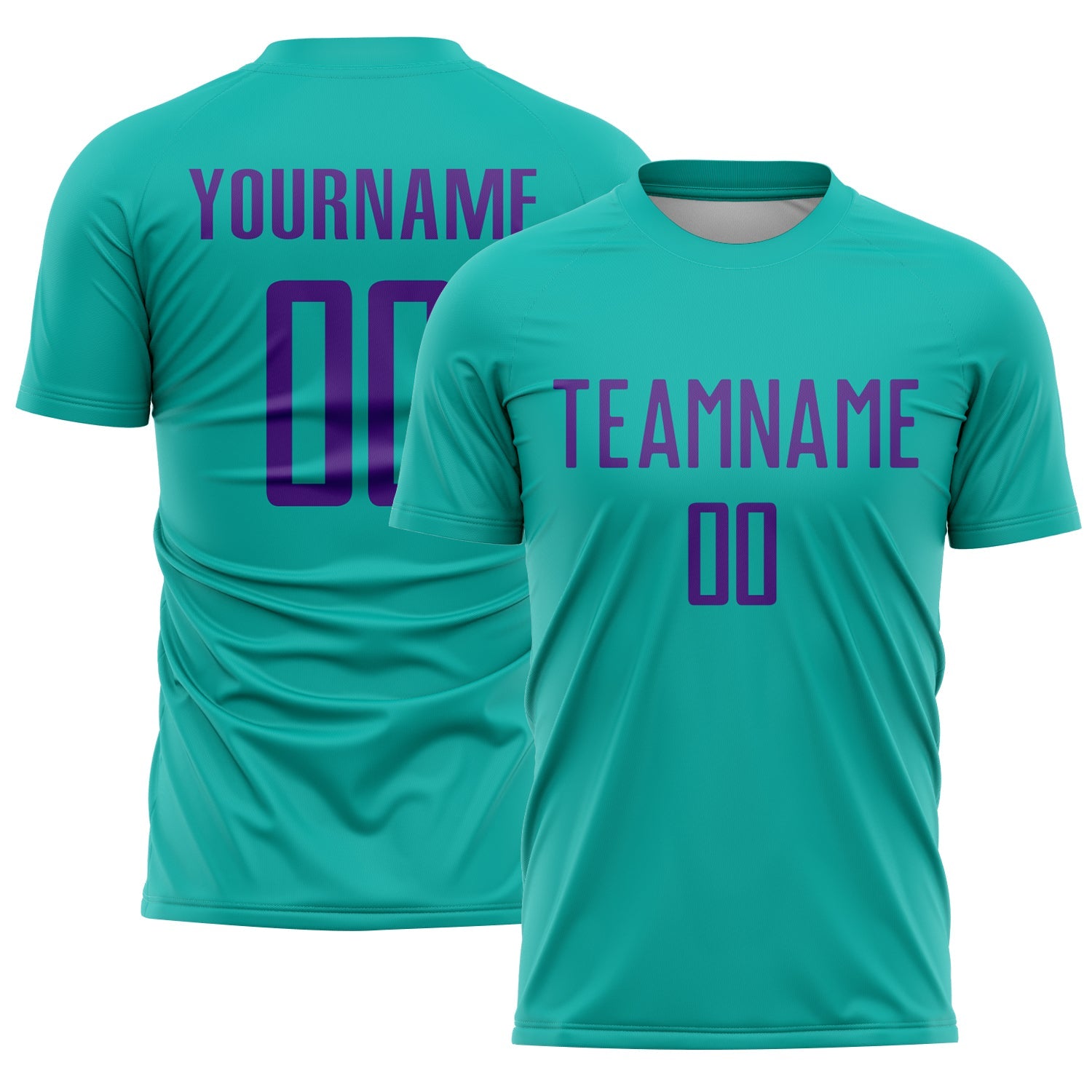 Custom Aqua Purple Sublimation Soccer Uniform Jersey - Main View