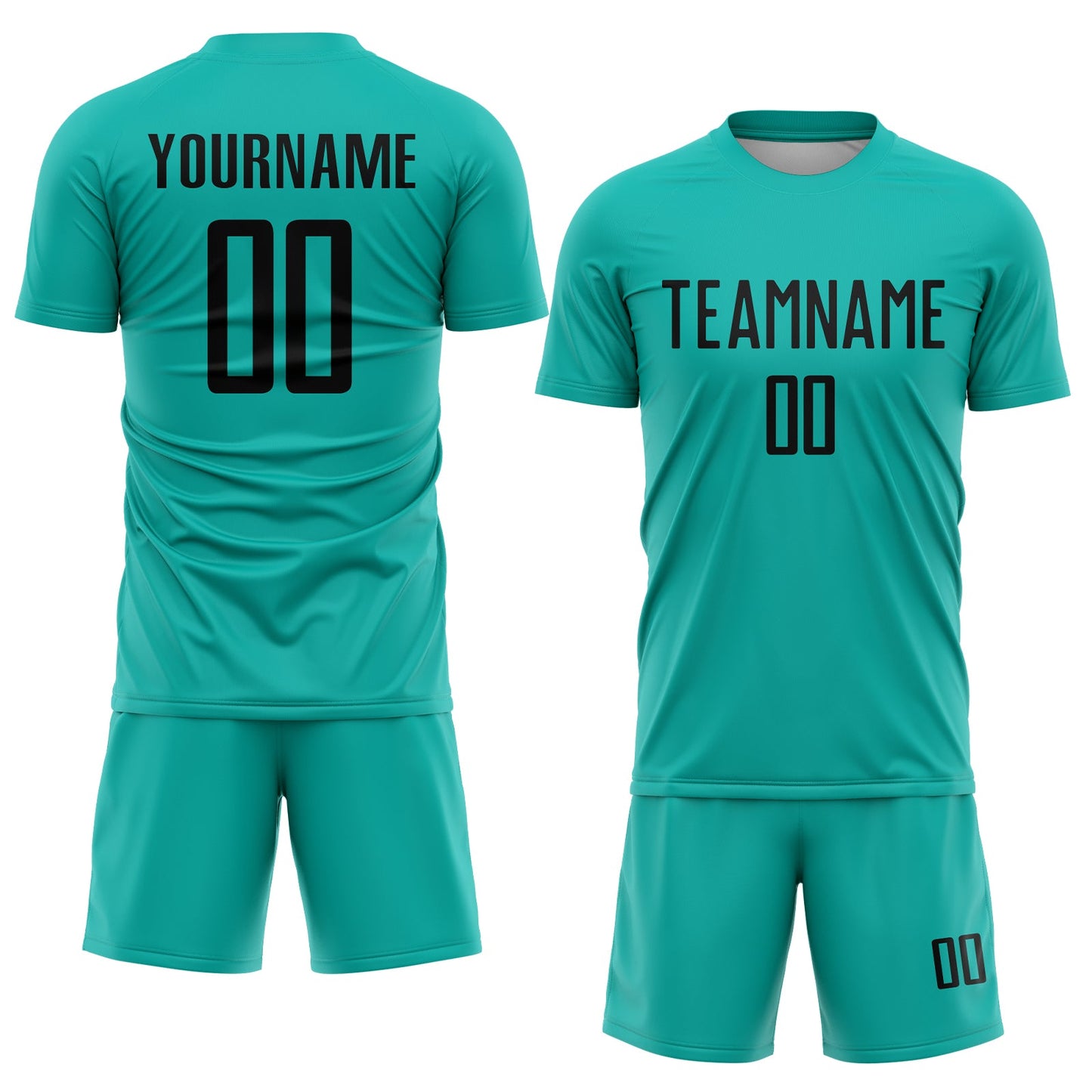 Custom Aqua Black Sublimation Soccer Uniform Jersey view 2