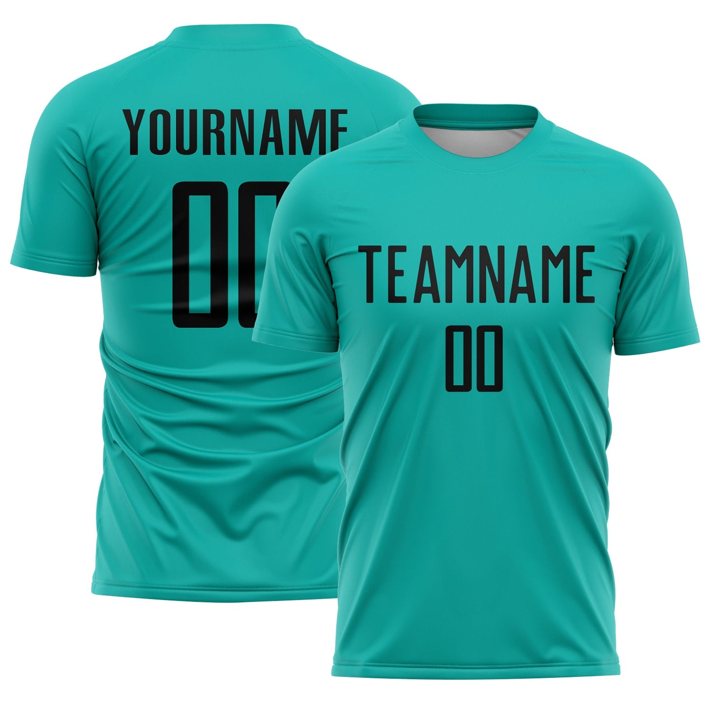Custom Aqua Black Sublimation Soccer Uniform Jersey - Main View