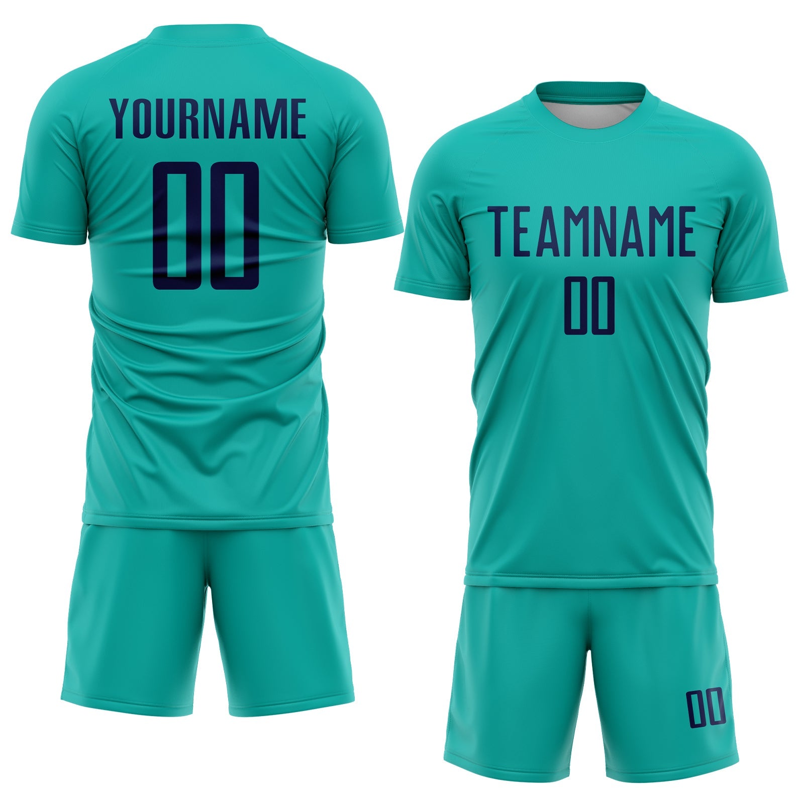 Custom Aqua Navy Sublimation Soccer Uniform Jersey view 2