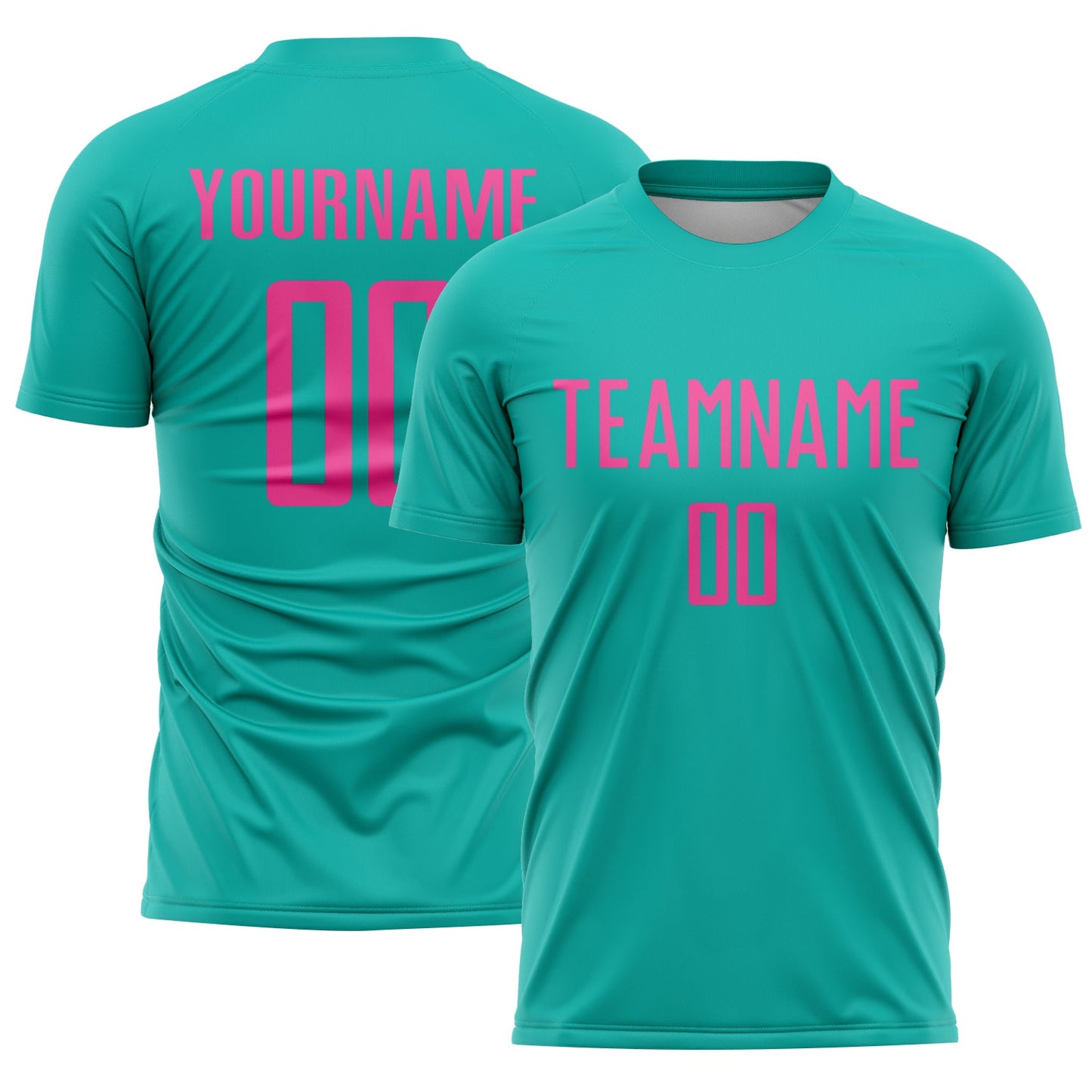 Custom Aqua Pink Sublimation Soccer Uniform Jersey - Main View