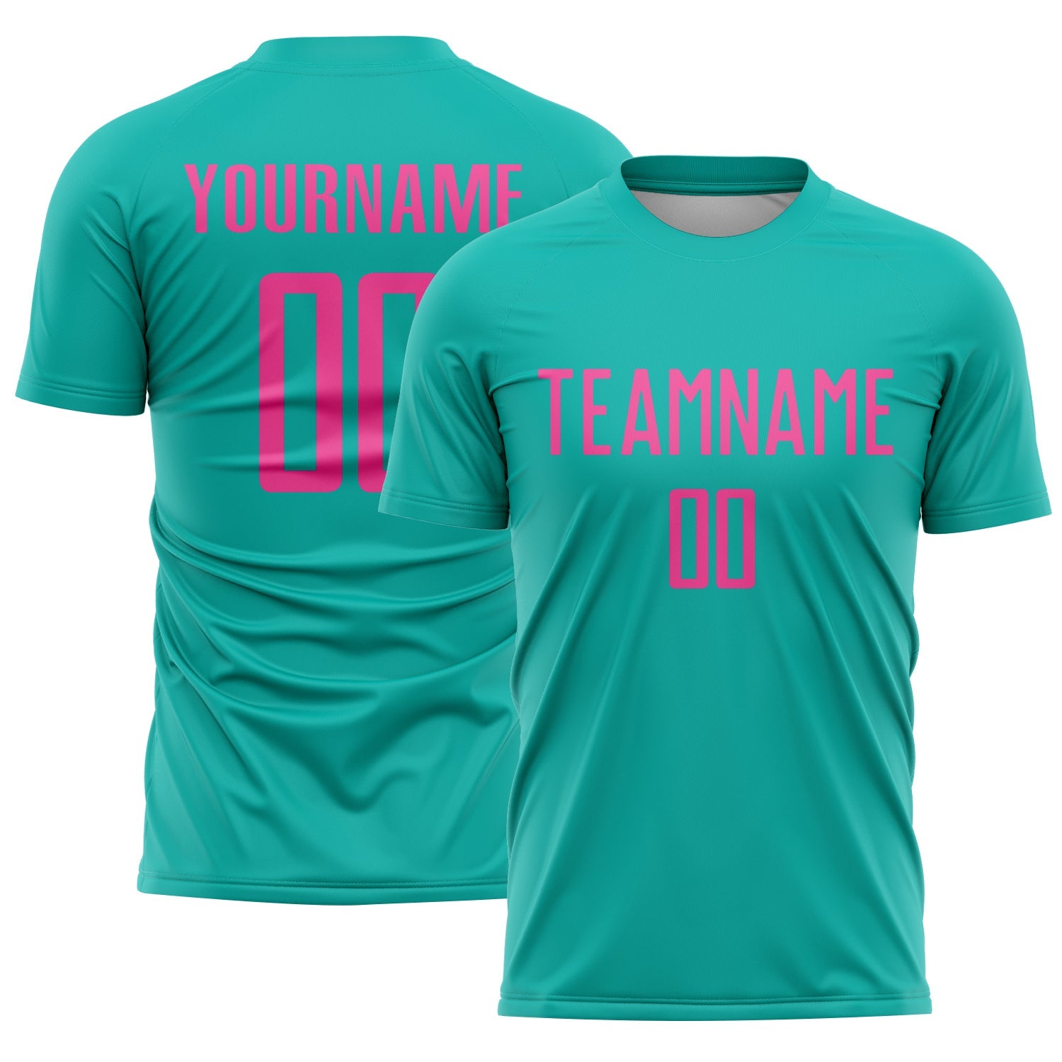Custom Aqua Pink Sublimation Soccer Uniform Jersey - Main View