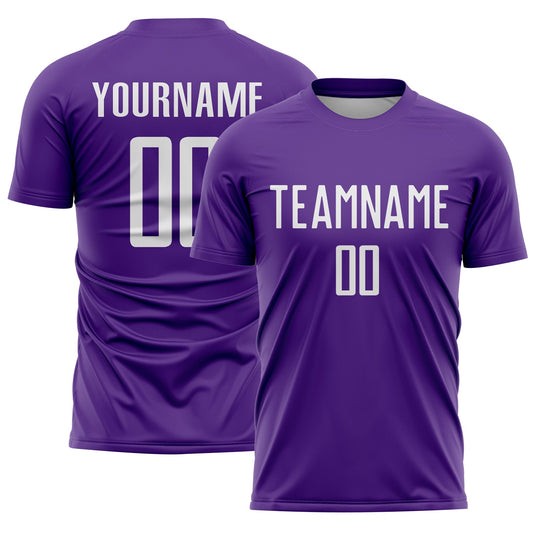 Custom Purple White Sublimation Soccer Uniform Jersey - Main View