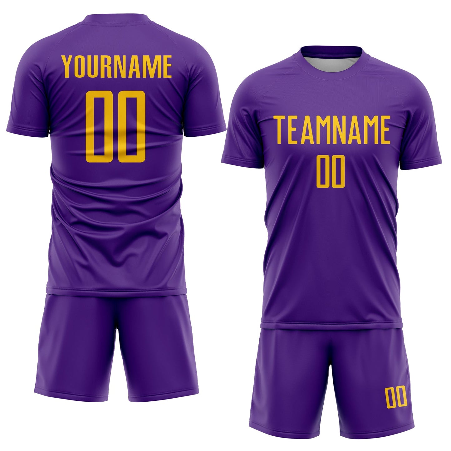 Custom Purple Gold Sublimation Soccer Uniform Jersey view 2