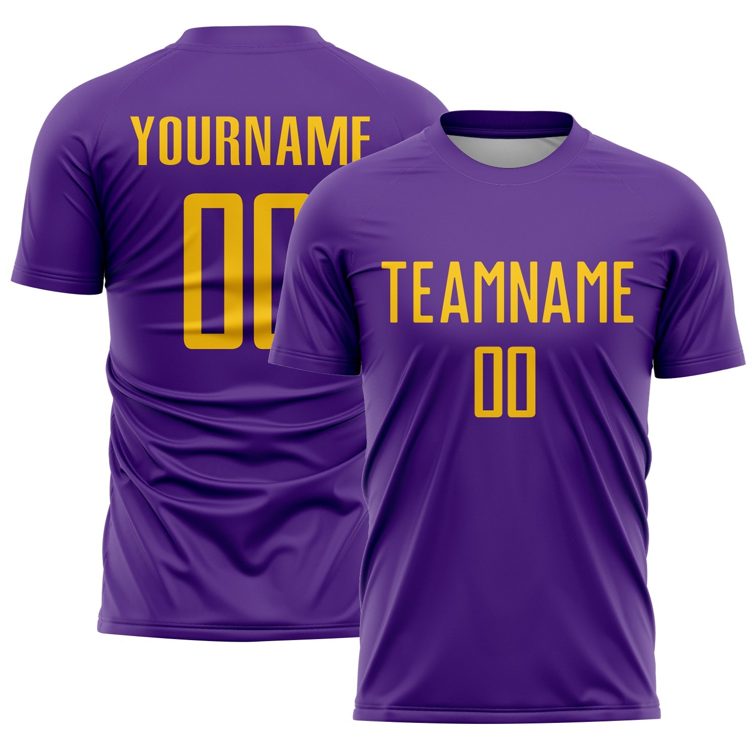 Custom Purple Gold Sublimation Soccer Uniform Jersey - Main View