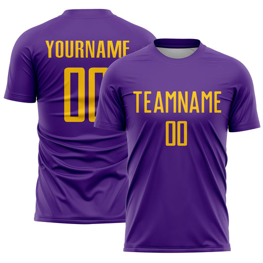Custom Purple Gold Sublimation Soccer Uniform Jersey - Main View