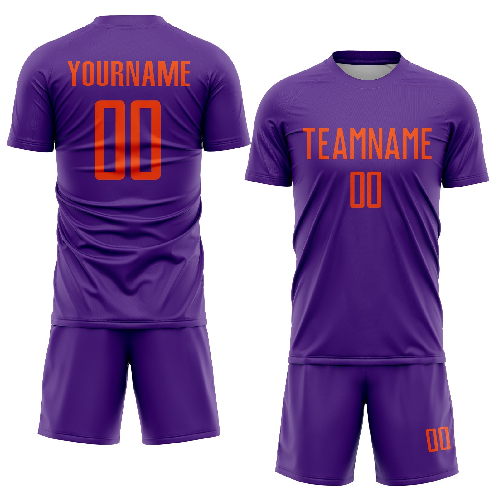 Custom Purple Orange Sublimation Soccer Uniform Jersey view 2