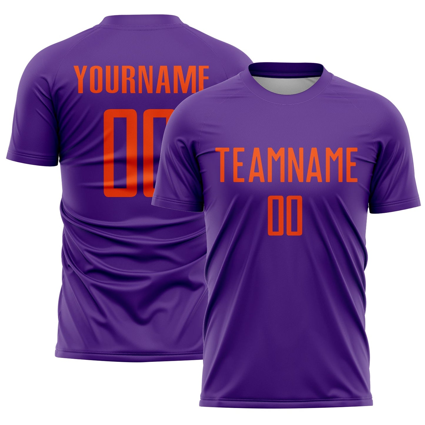 Custom Purple Orange Sublimation Soccer Uniform Jersey - Main View