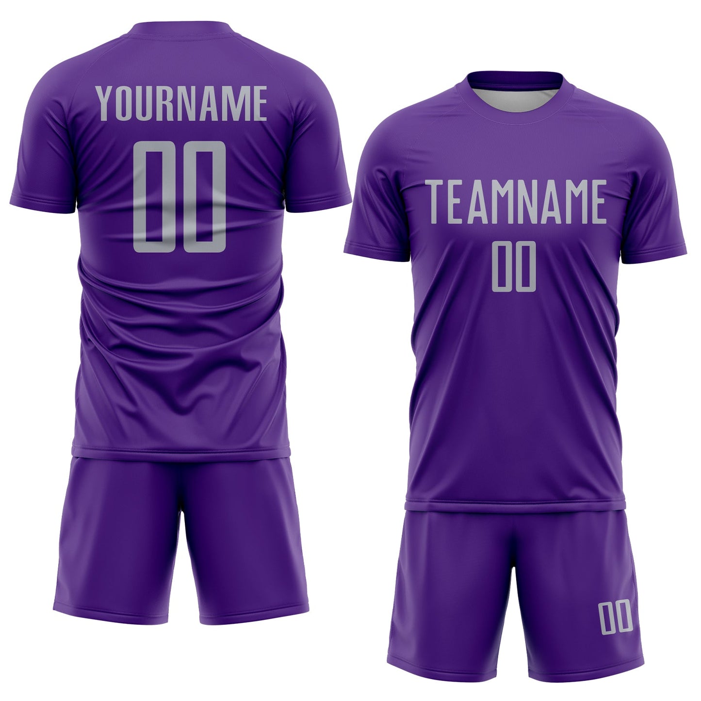 Custom Purple Gray Sublimation Soccer Uniform Jersey view 2