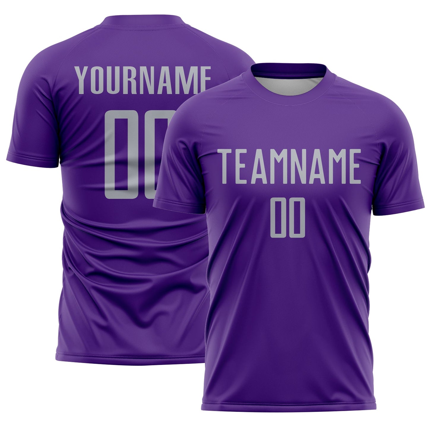 Custom Purple Gray Sublimation Soccer Uniform Jersey - Main View