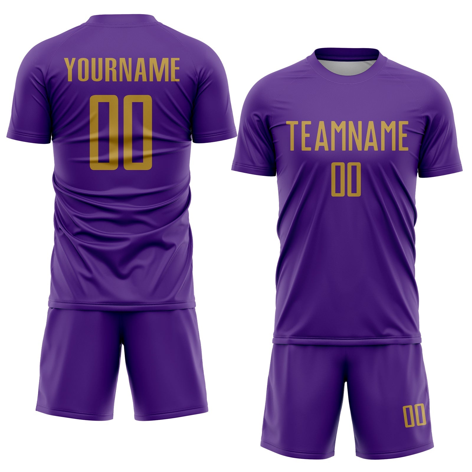 Custom Purple Old Gold Sublimation Soccer Uniform Jersey view 2