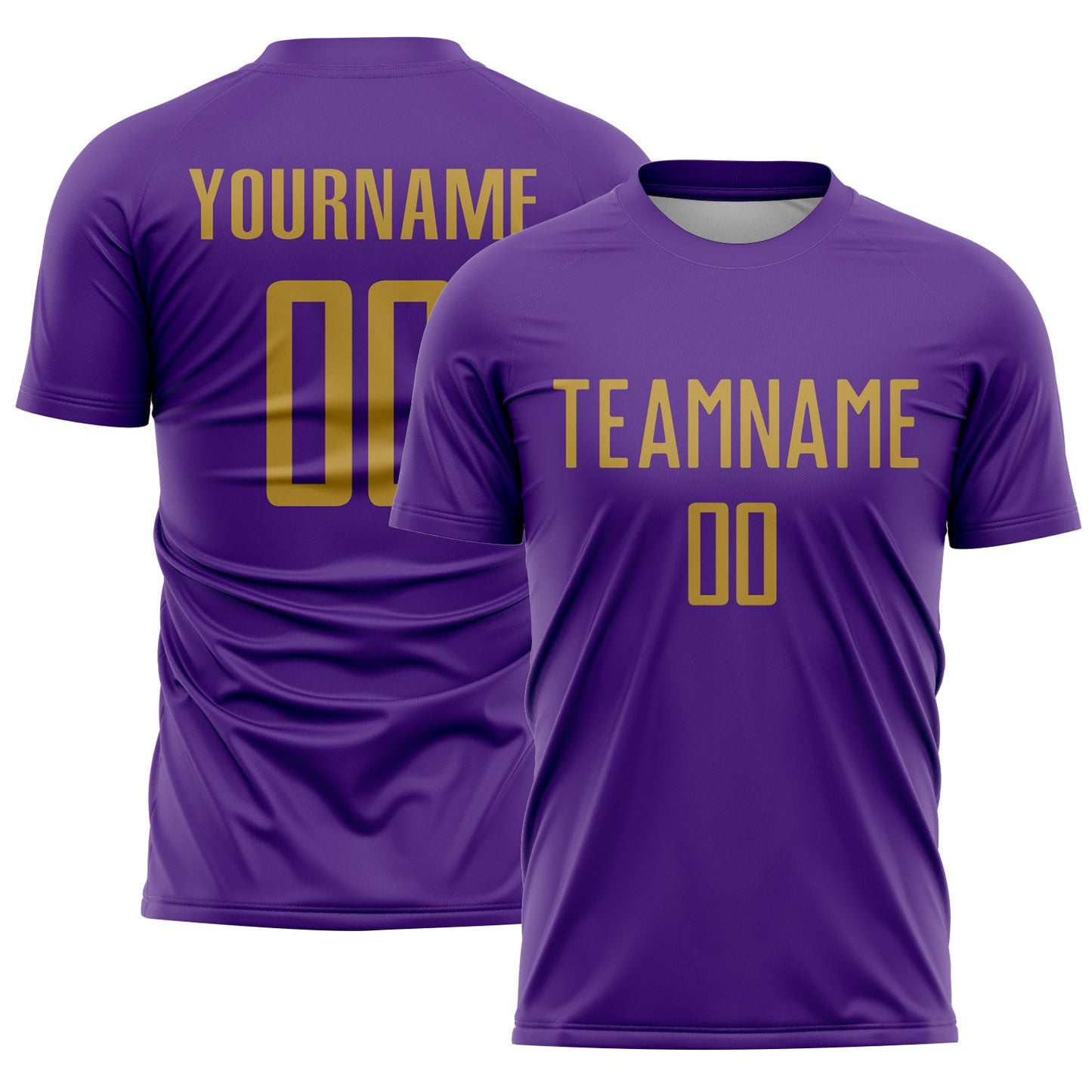 Custom Purple Old Gold Sublimation Soccer Uniform Jersey - Main View