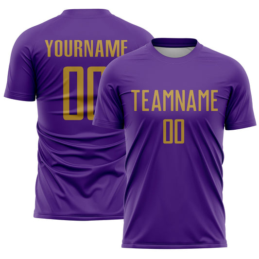 Custom Purple Old Gold Sublimation Soccer Uniform Jersey - Main View