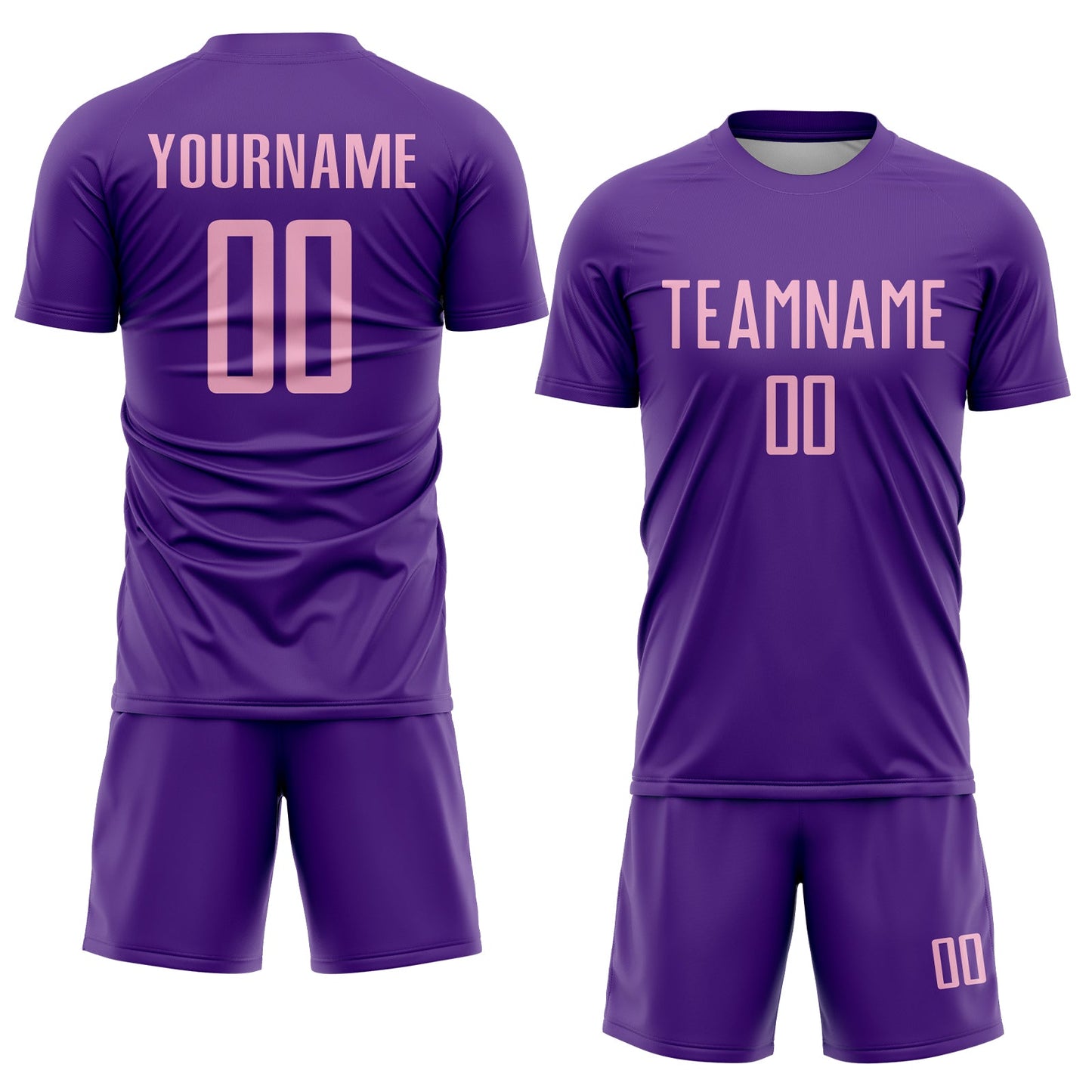 Custom Purple Light Pink Sublimation Soccer Uniform Jersey view 2