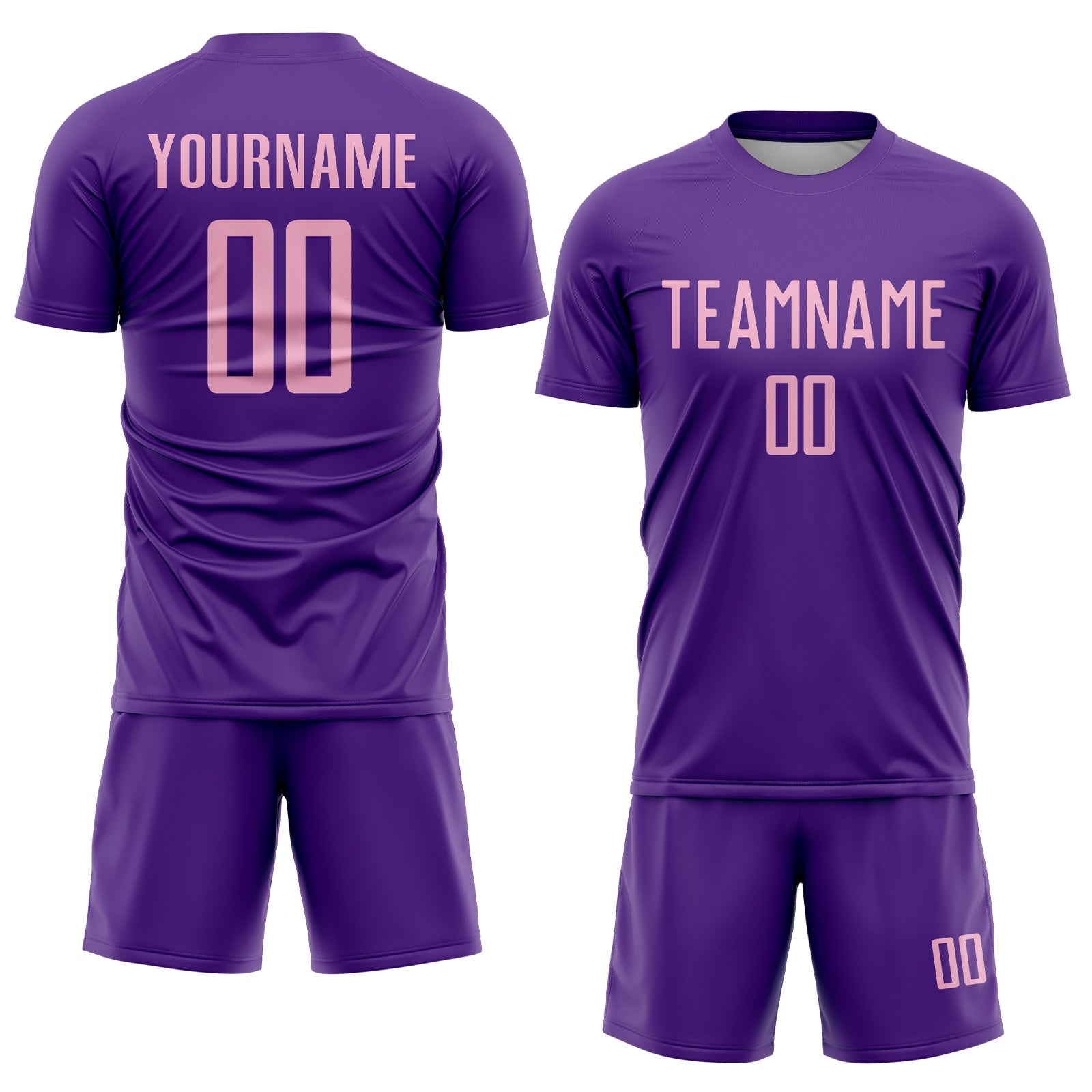 Custom Purple Light Pink Sublimation Soccer Uniform Jersey view 2