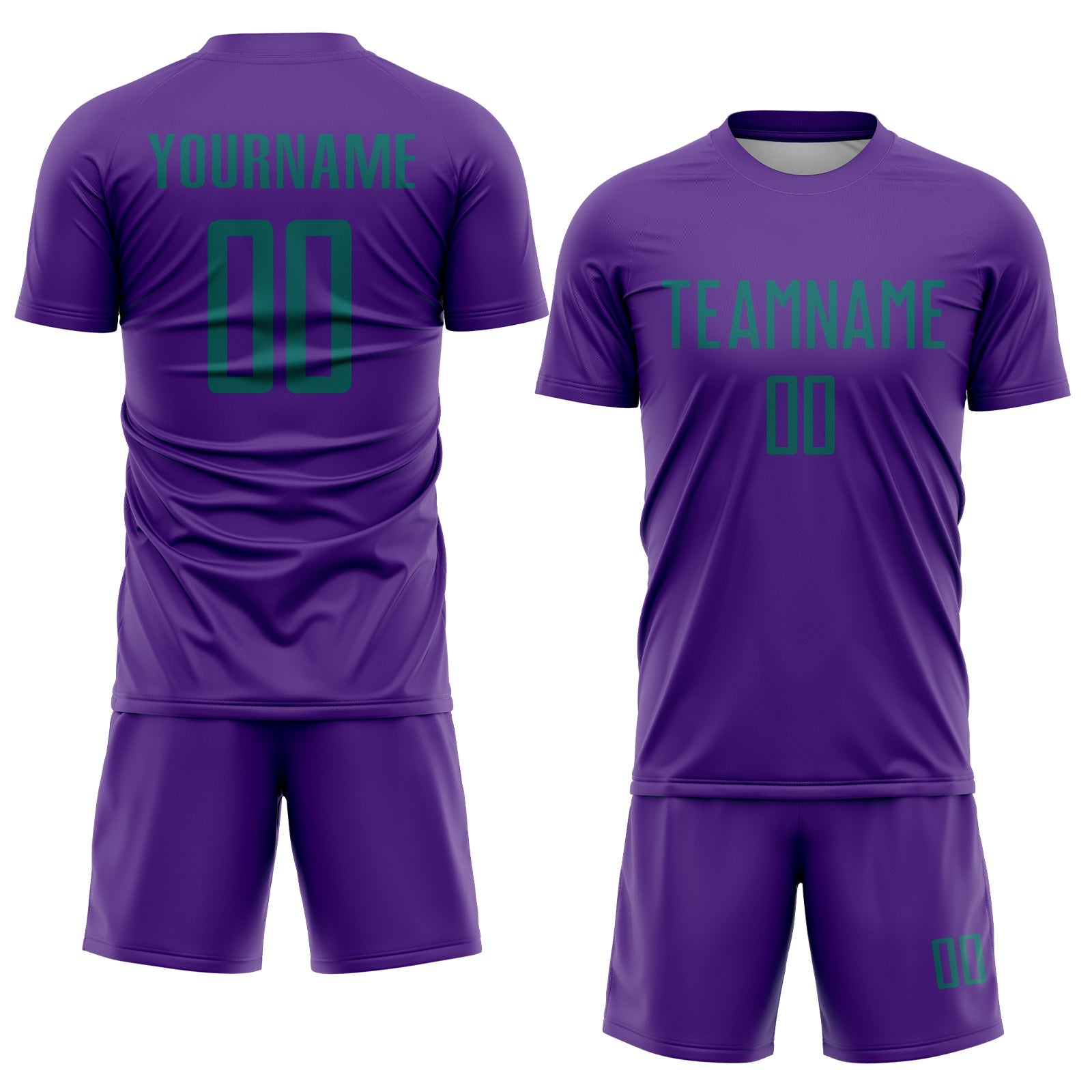 Custom Purple Teal Sublimation Soccer Uniform Jersey view 2