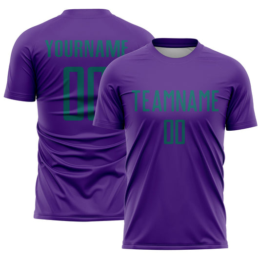 Custom Purple Teal Sublimation Soccer Uniform Jersey - Main View