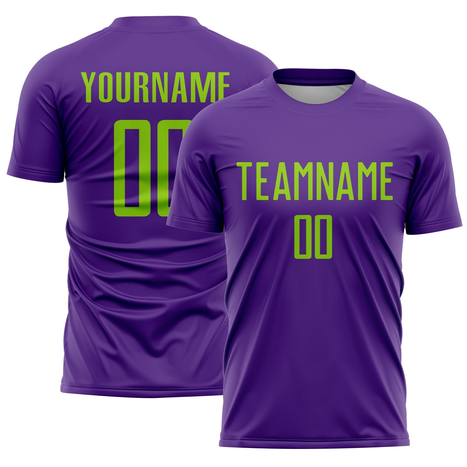 Custom Purple Neon Green Sublimation Soccer Uniform Jersey - Main View