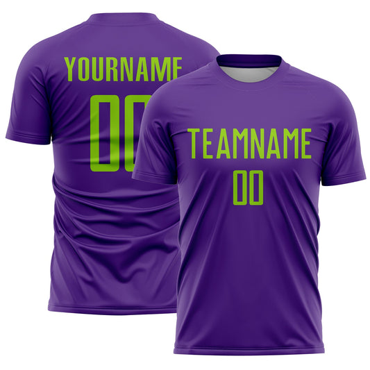 Custom Purple Neon Green Sublimation Soccer Uniform Jersey - Main View