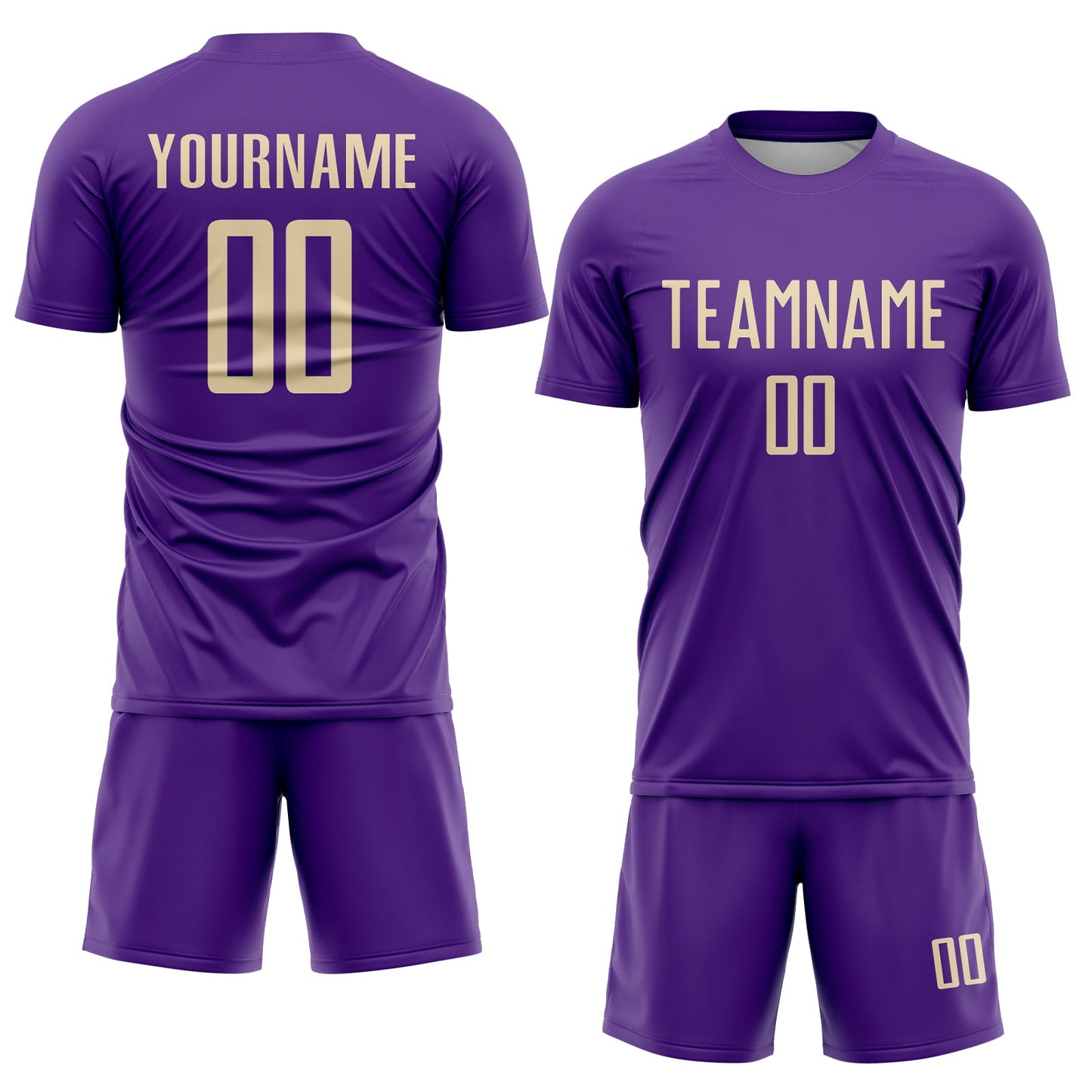 Custom Purple Cream Sublimation Soccer Uniform Jersey view 2