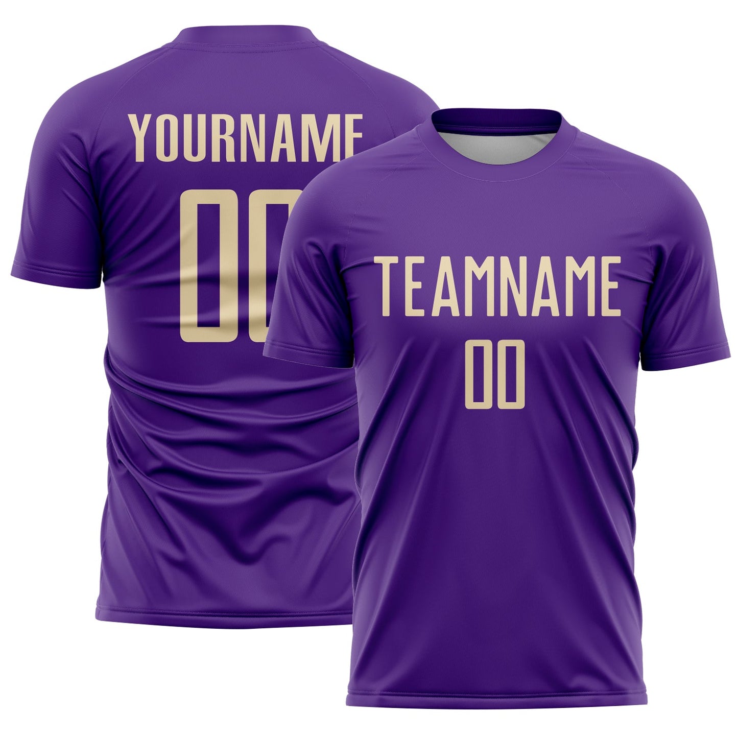 Custom Purple Cream Sublimation Soccer Uniform Jersey - Main View