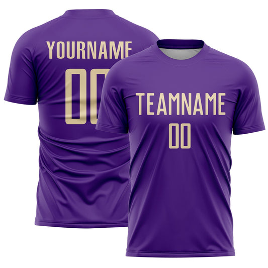 Custom Purple Cream Sublimation Soccer Uniform Jersey - Main View
