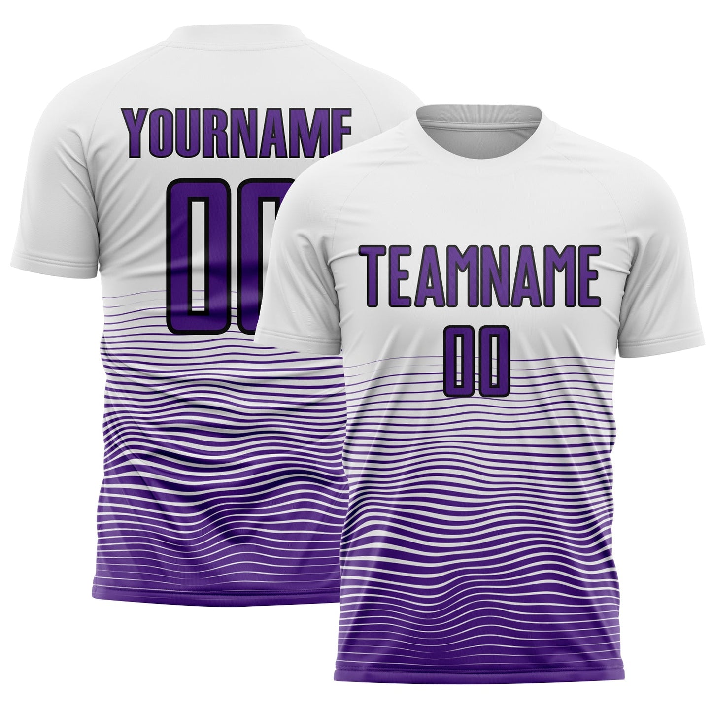 Custom White Purple-Black Gradient Line Sublimation Soccer Uniform Jersey - Main View
