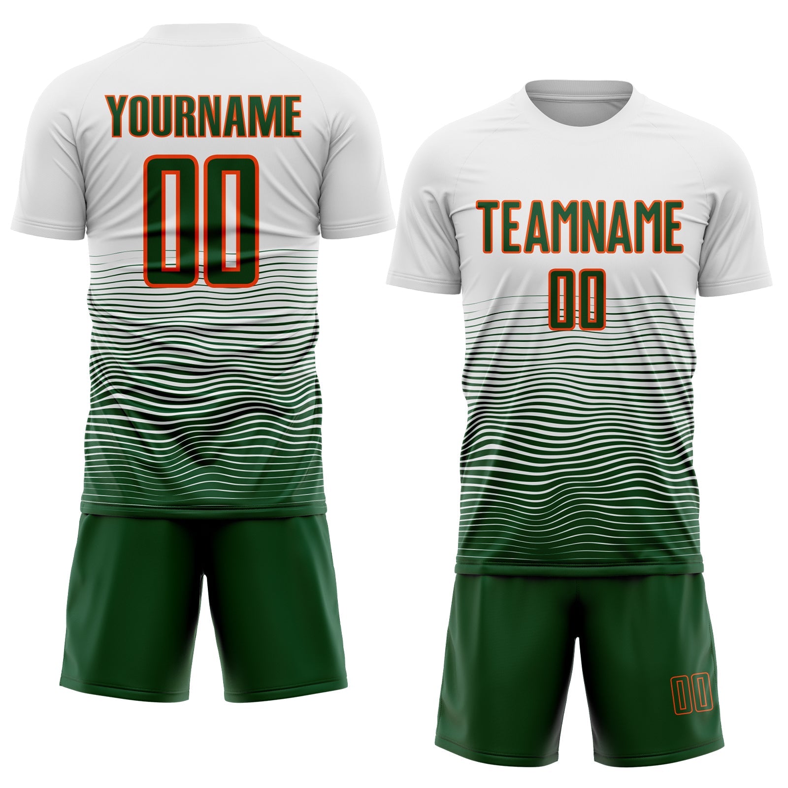 Custom White Green-Orange Gradient Line Sublimation Soccer Uniform Jersey view 2