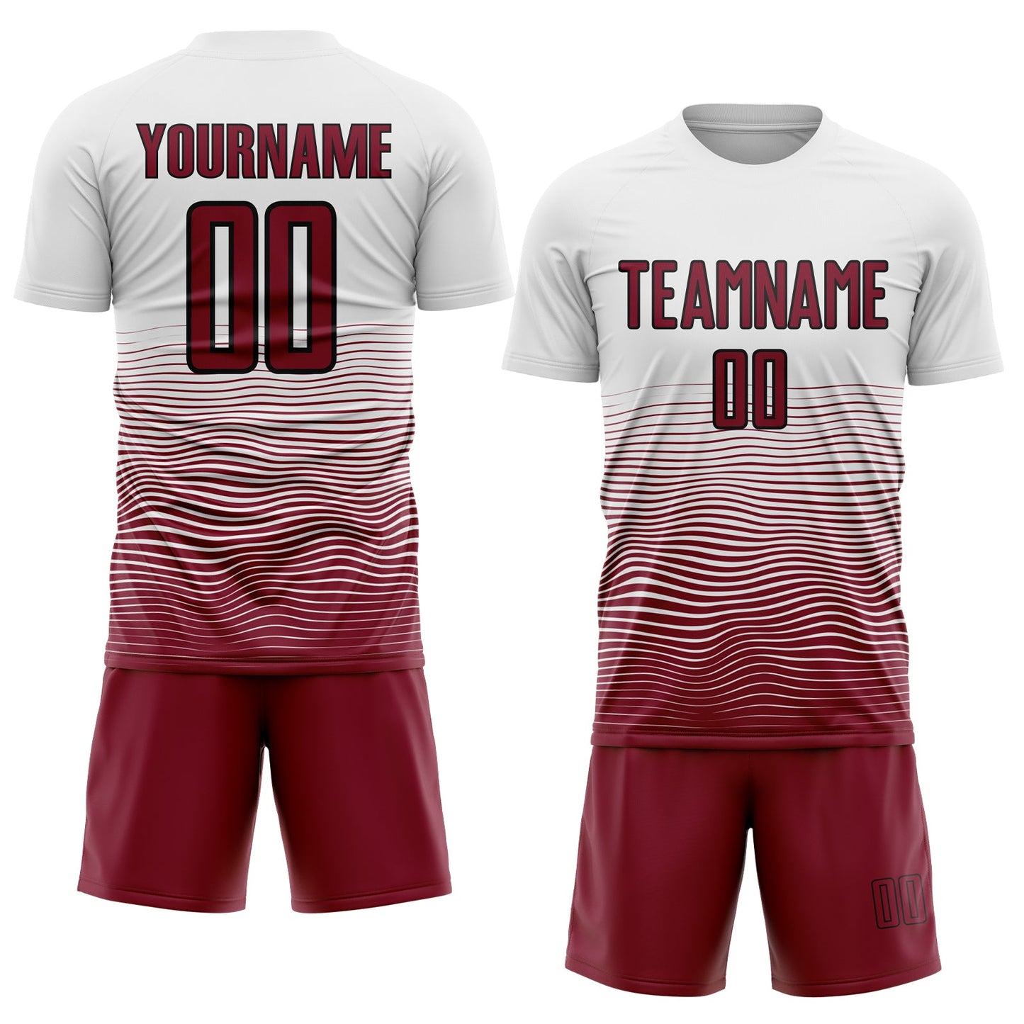 Custom White Crimson-Black Gradient Line Sublimation Soccer Uniform Jersey view 2