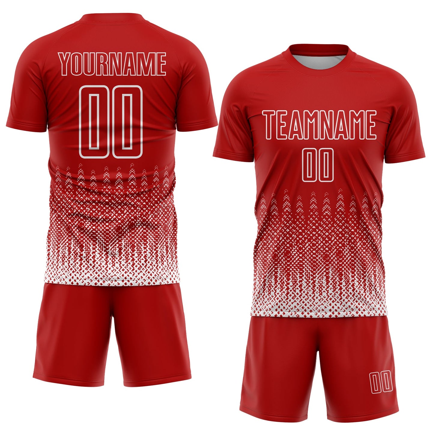 Custom Red White Geometric Shape Sublimation Soccer Uniform Jersey view 2