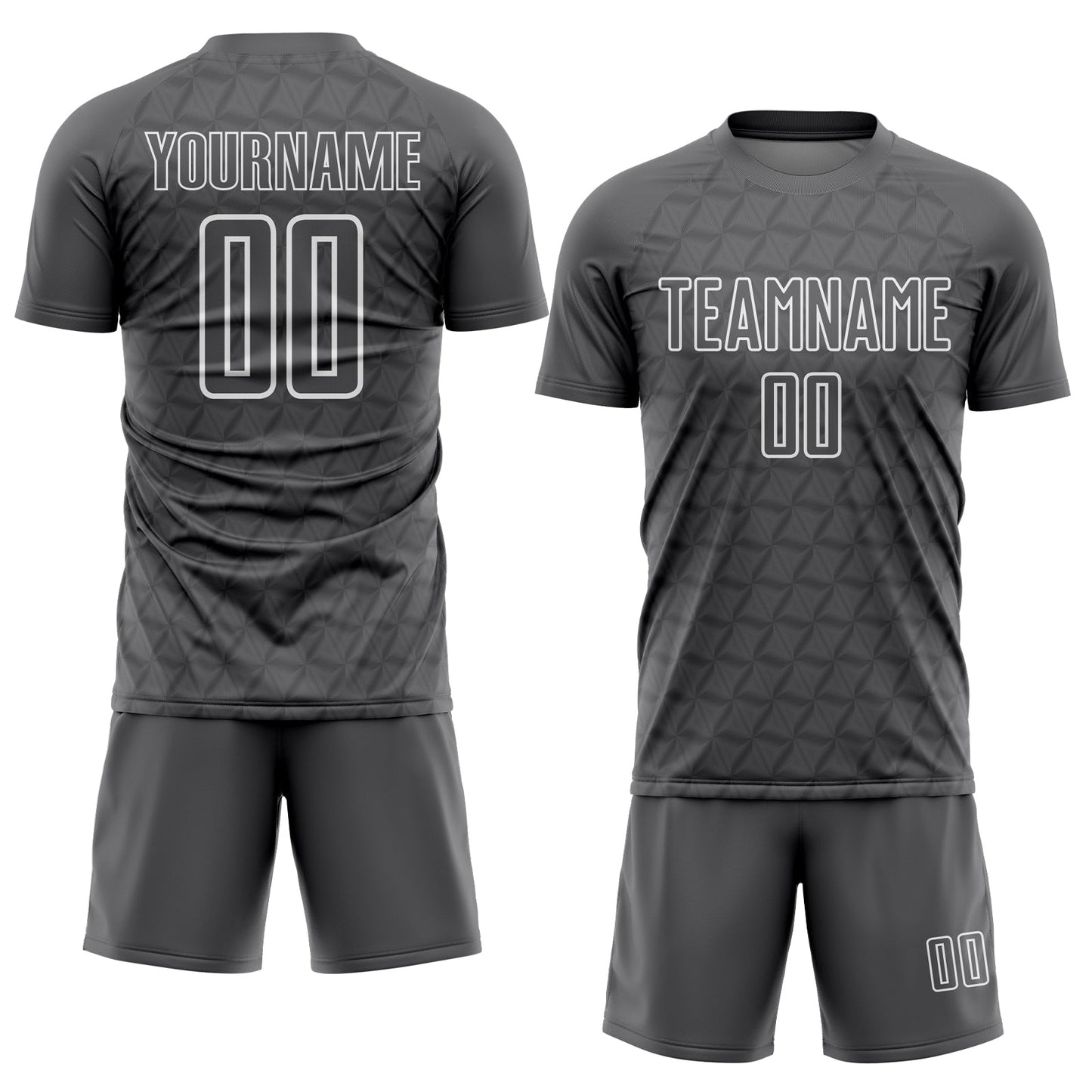 Custom Steel Gray White Geometric Shape Sublimation Soccer Uniform Jersey view 2