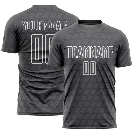 Custom Steel Gray White Geometric Shape Sublimation Soccer Uniform Jersey - Main View