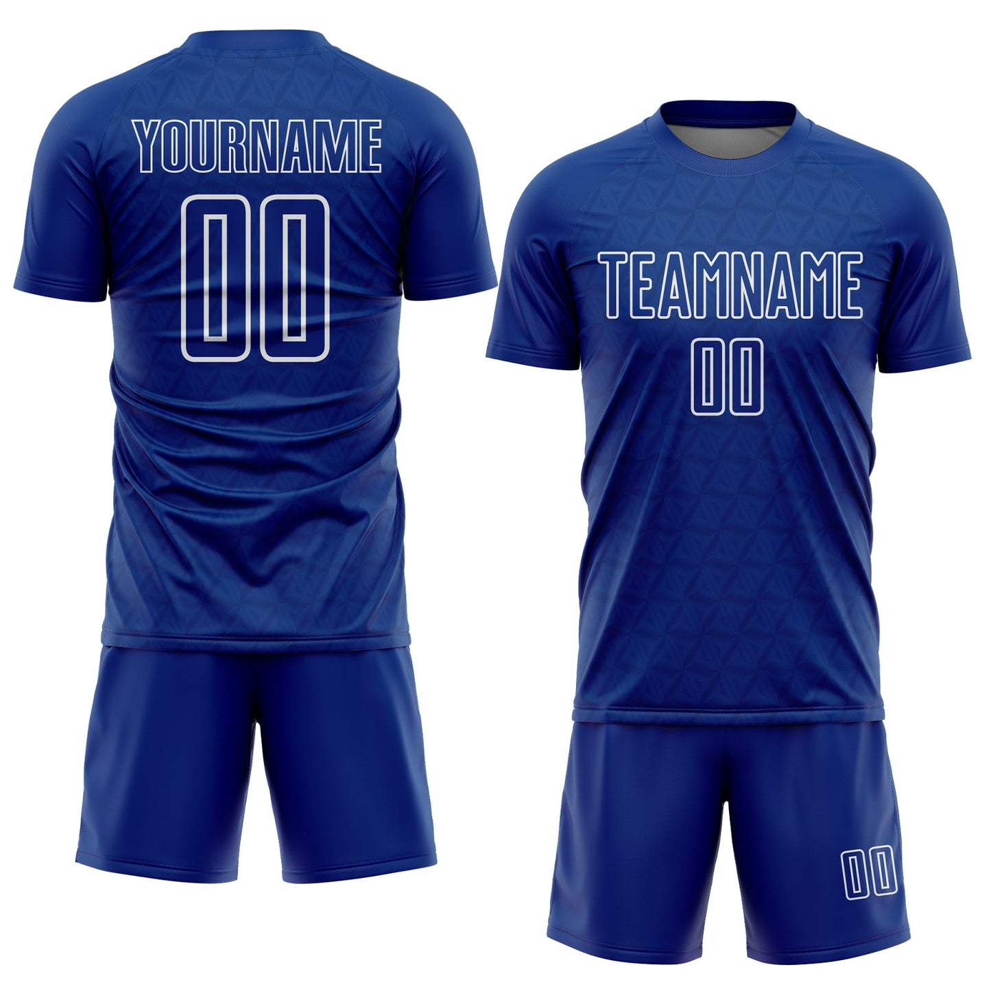 Custom Royal White Geometric Shape Sublimation Soccer Uniform Jersey view 2