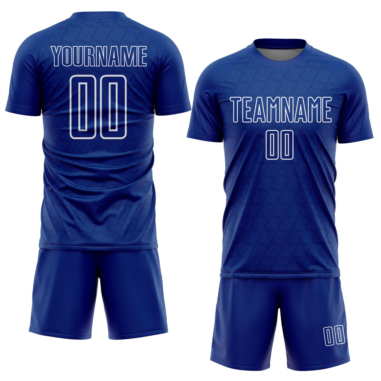 Custom Royal White Geometric Shape Sublimation Soccer Uniform Jersey view 2