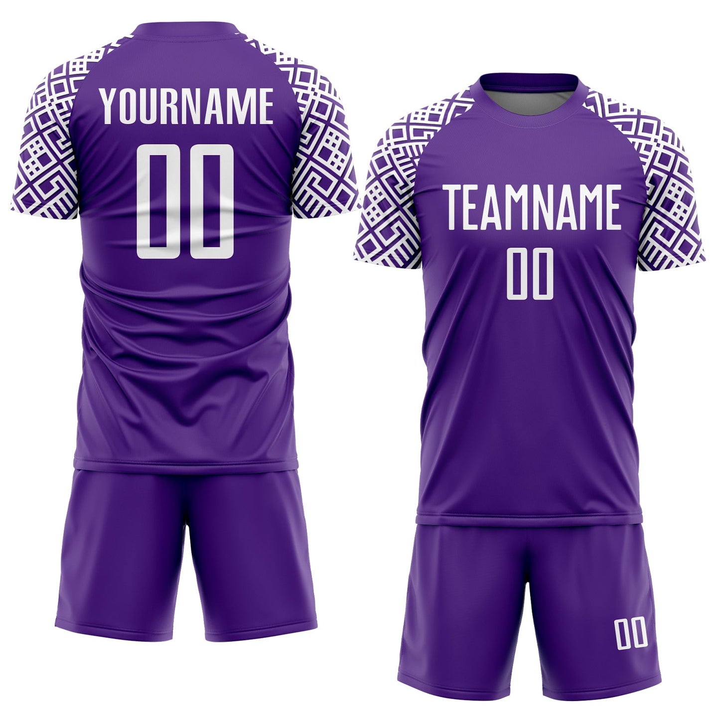 Custom Purple White Geometric Shape Sublimation Soccer Uniform Jersey view 2
