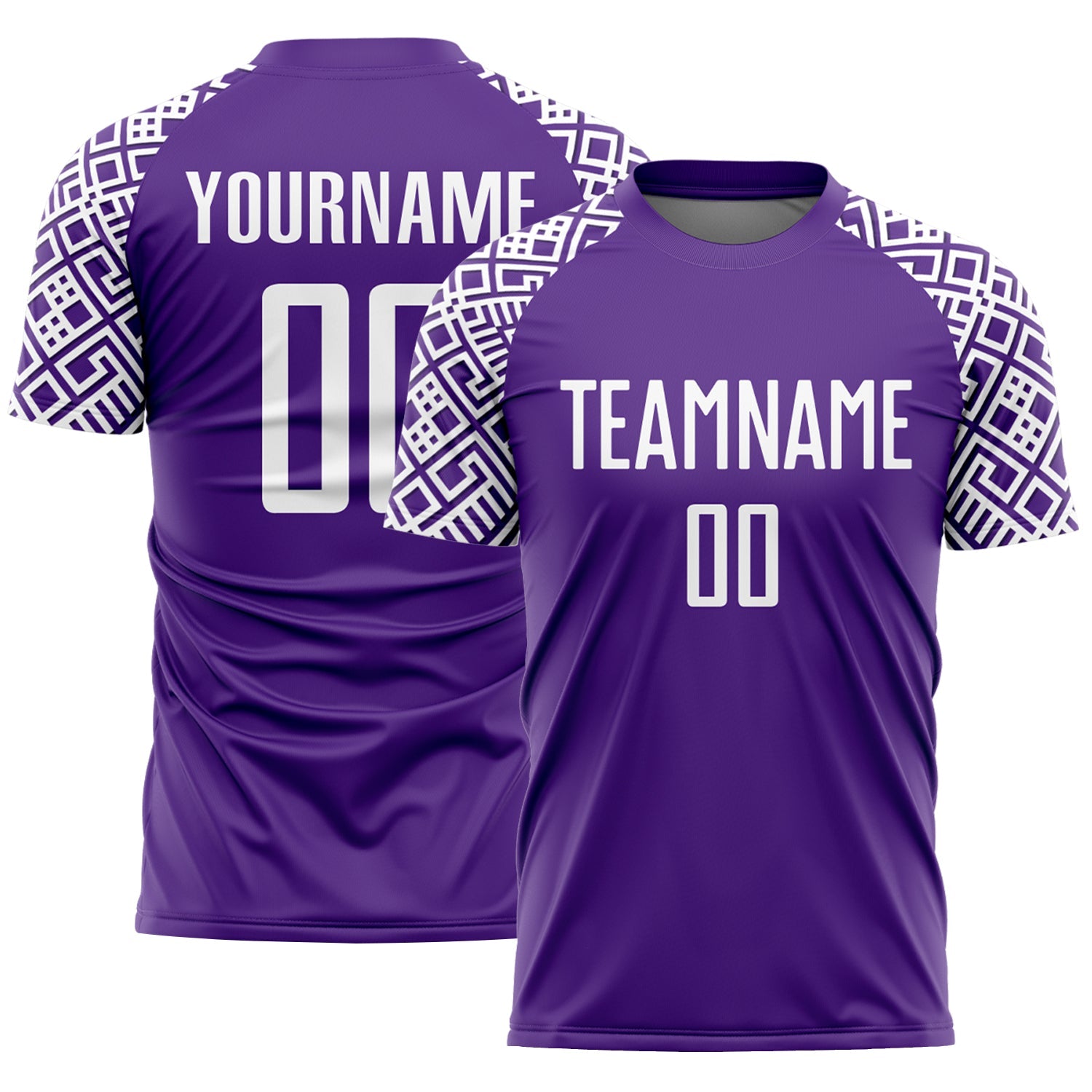 Custom Purple White Geometric Shape Sublimation Soccer Uniform Jersey - Main View