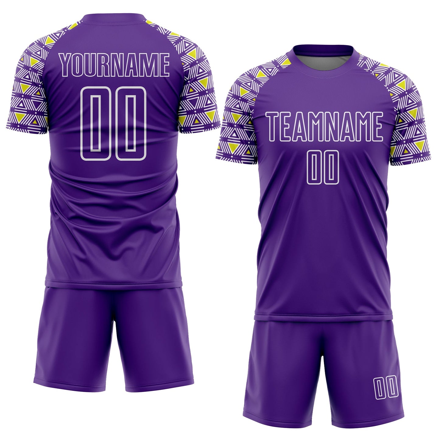 Custom Purple White Geometric Shape Sublimation Soccer Uniform Jersey view 2