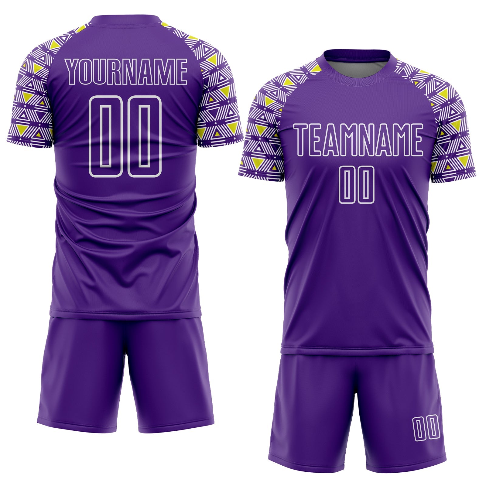 Custom Purple White Geometric Shape Sublimation Soccer Uniform Jersey view 2