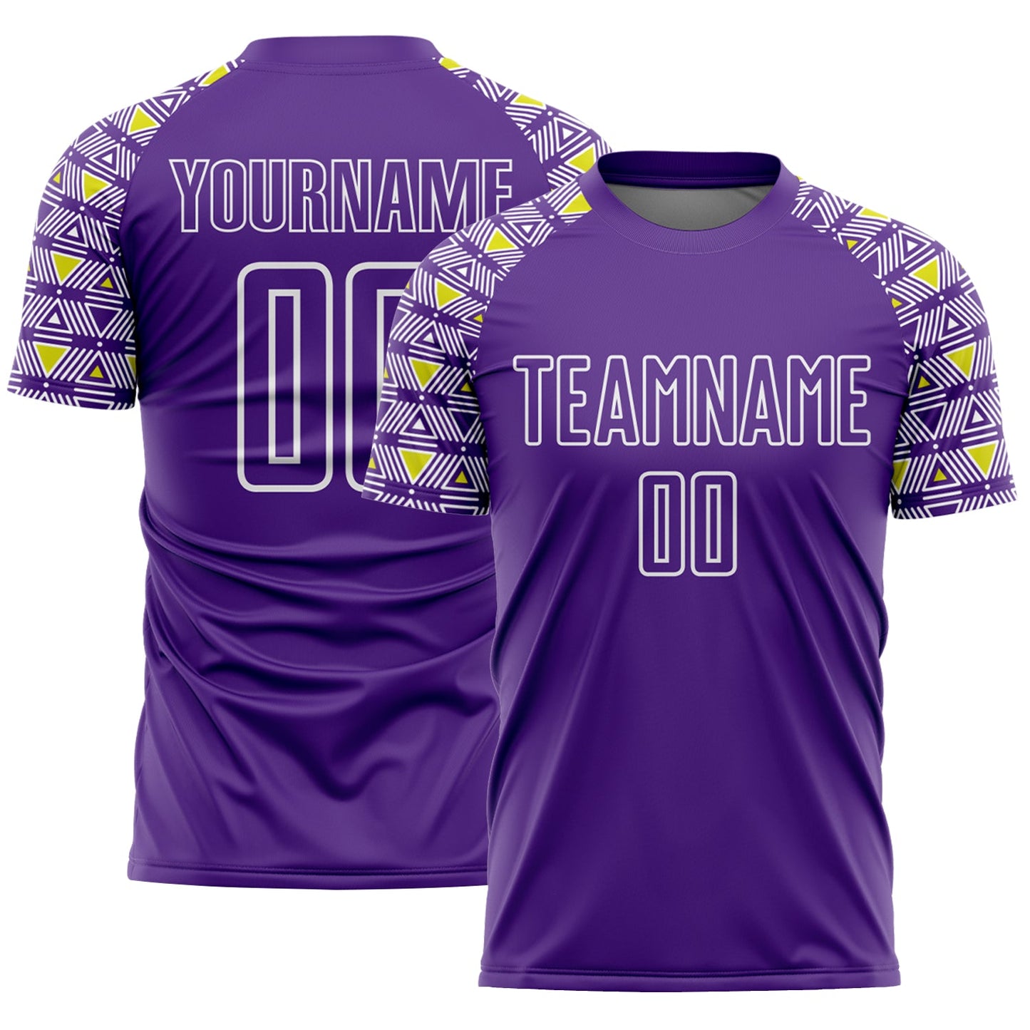 Custom Purple White Geometric Shape Sublimation Soccer Uniform Jersey - Main View