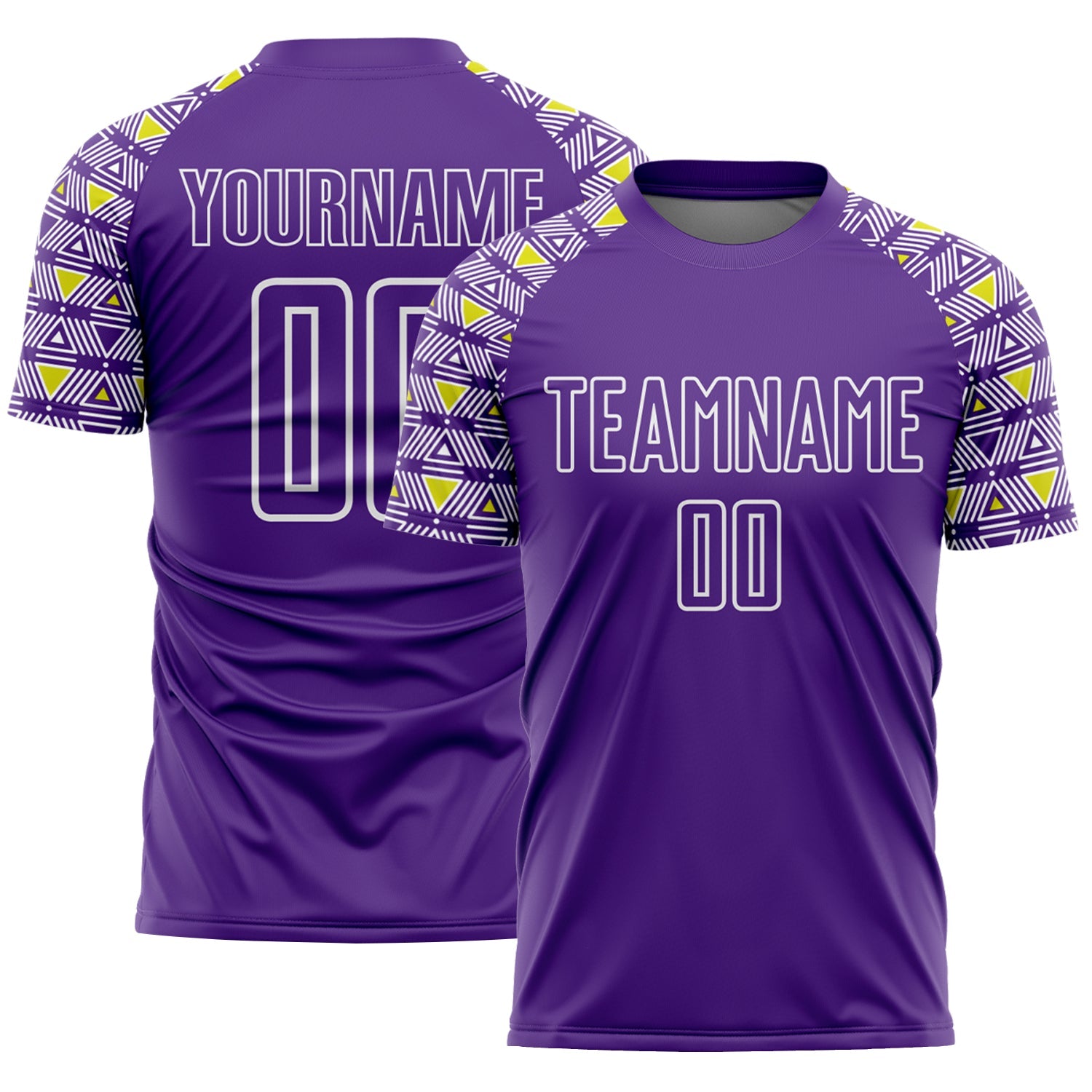 Custom Purple White Geometric Shape Sublimation Soccer Uniform Jersey - Main View