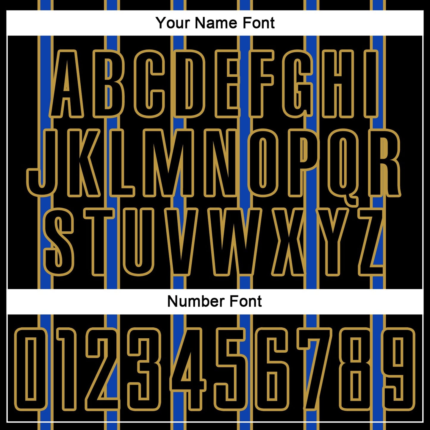 Custom Black Thunder Blue-Old Gold Stripe Line Sublimation Soccer Uniform Jersey view 6