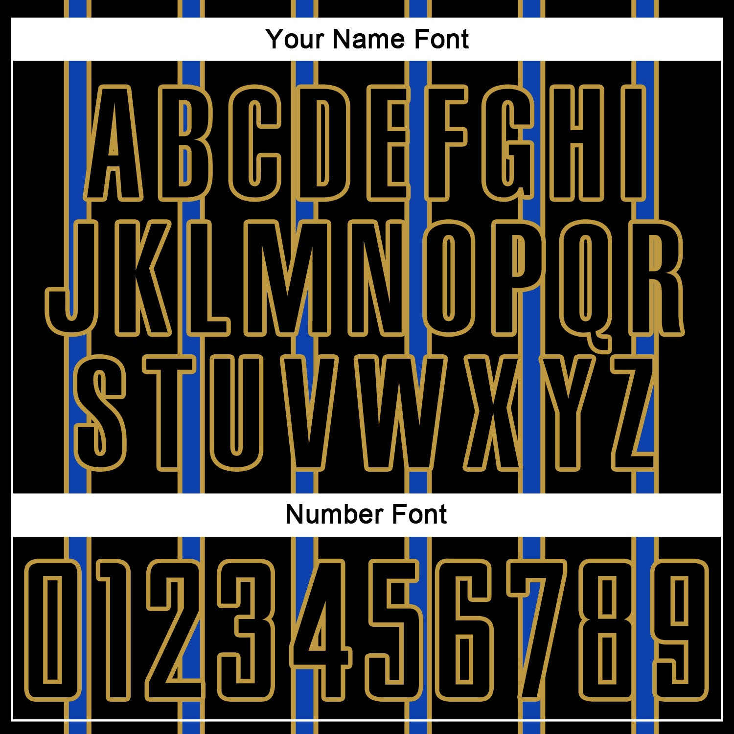 Custom Black Thunder Blue-Old Gold Stripe Line Sublimation Soccer Uniform Jersey view 6