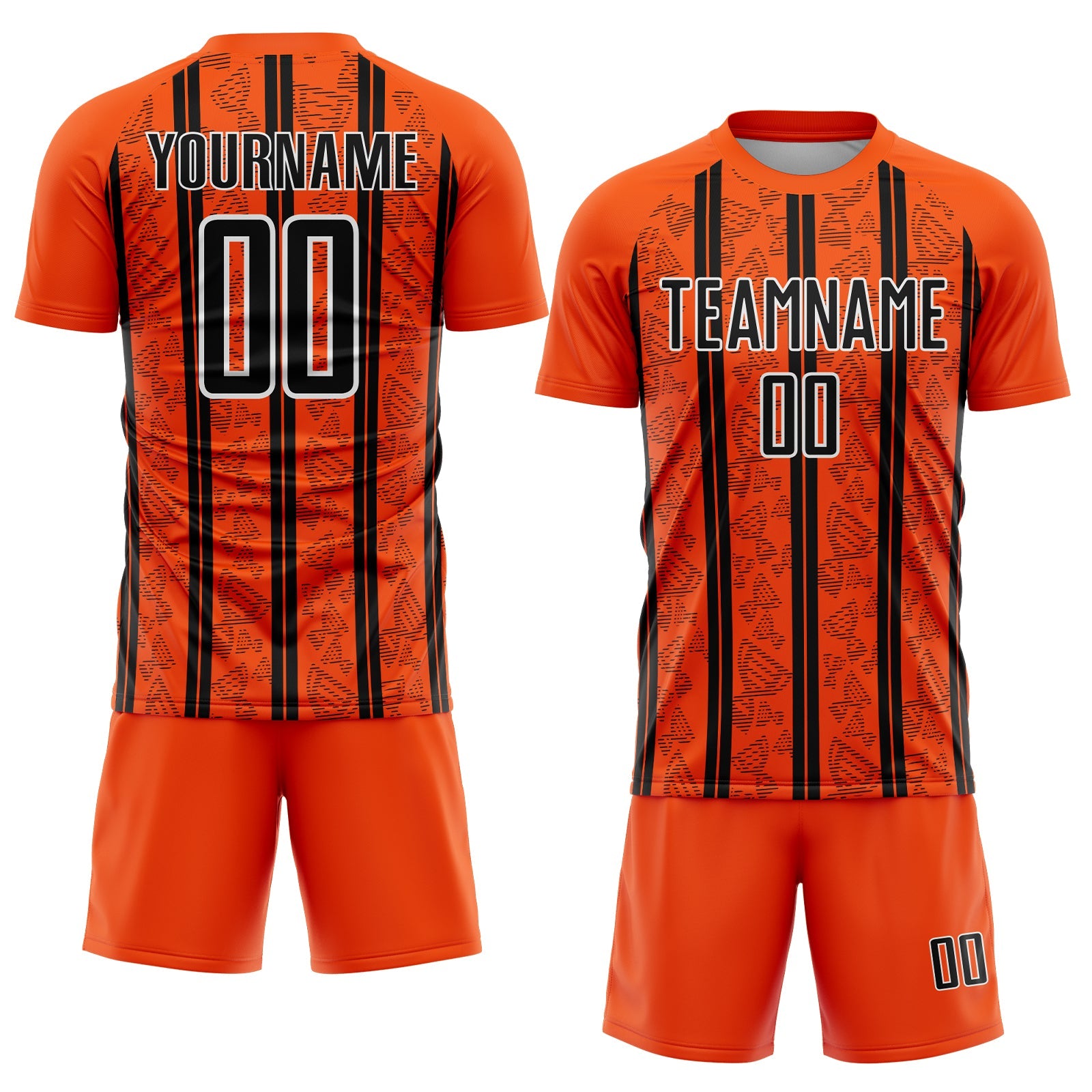 Custom Orange Black-White Stripe Line Sublimation Soccer Uniform Jersey view 2