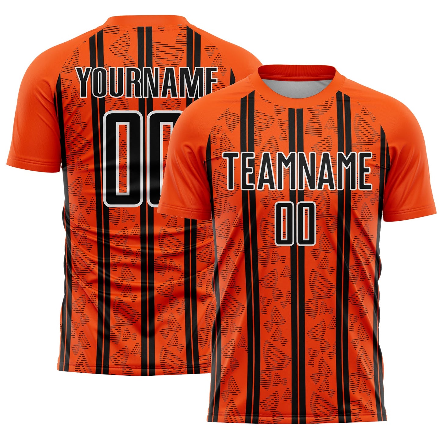 Custom Orange Black-White Stripe Line Sublimation Soccer Uniform Jersey - Main View